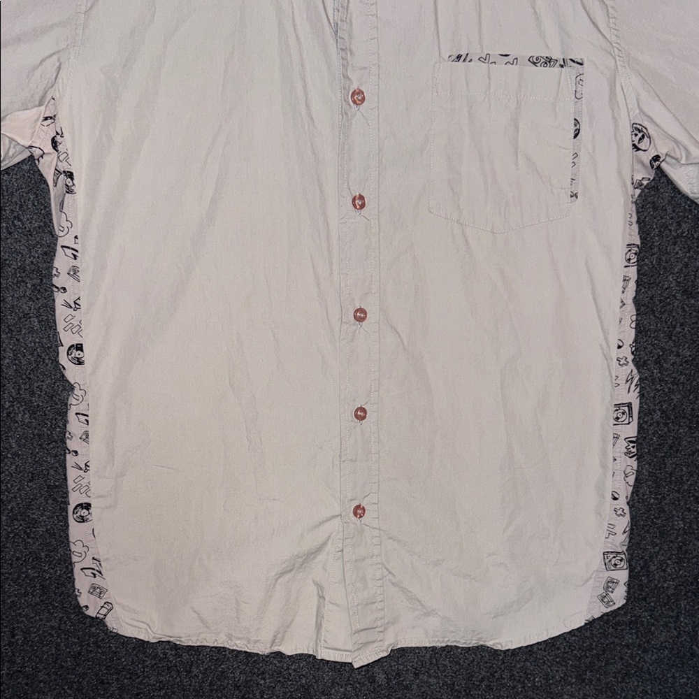 Anchor Blue  Y2K Beige Short Sleeve Shirt with Patterned Trim XL - Picture 5 of 9